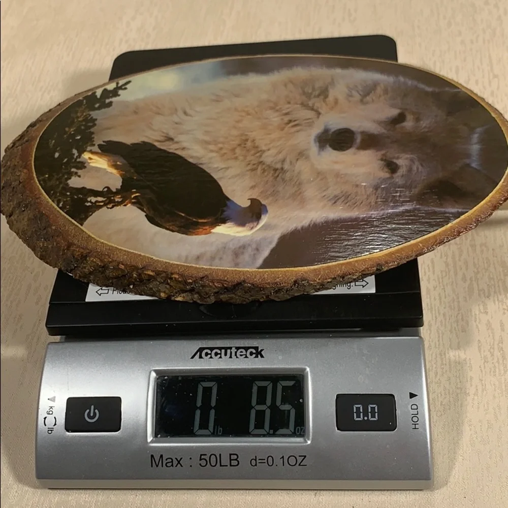 Vintage Wooden Eagle & Wolf Wall Plaque